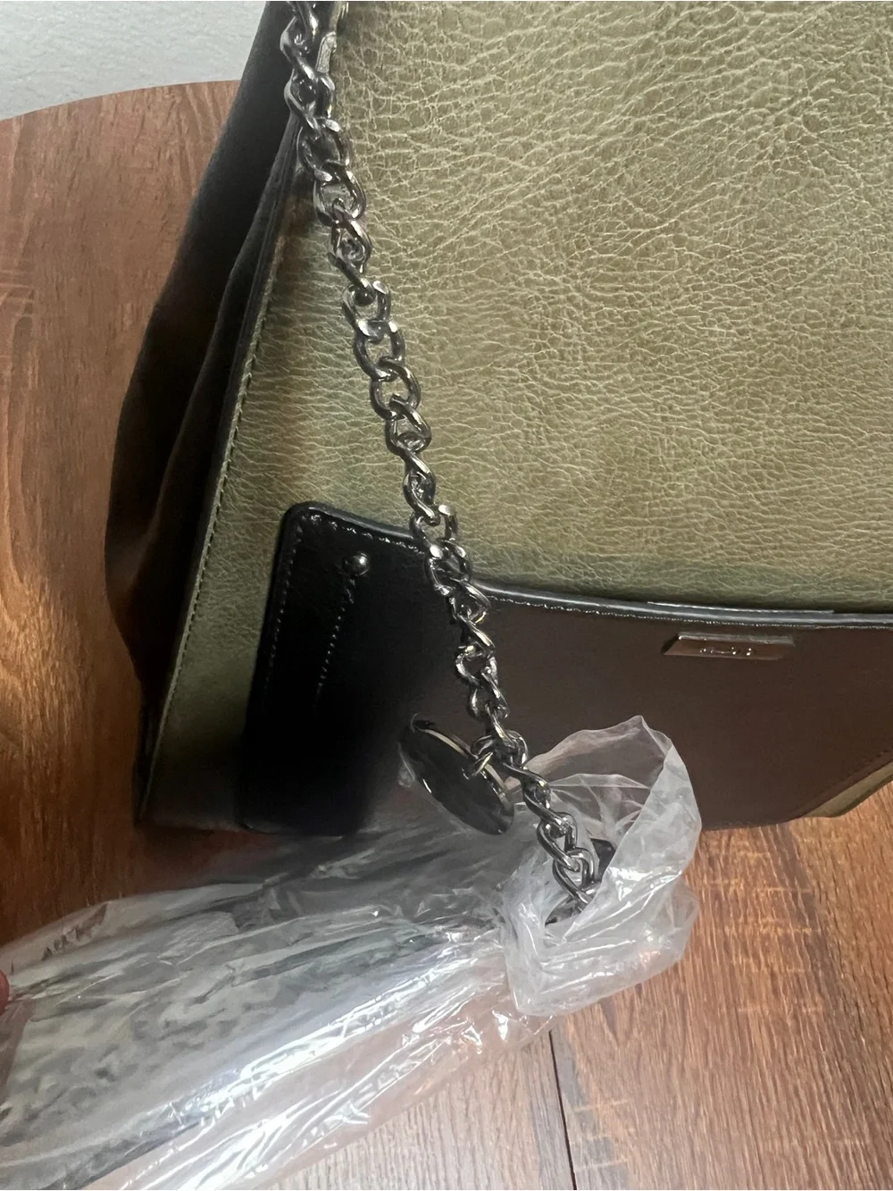 Aldo Olive Green and Black Textured Leather Backpack